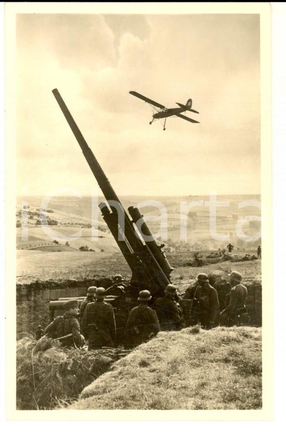 Cartolina originale da collezione 1940 ca WW2 Die LUFTWAFFE Postazione di tiro ECHTE Photographie Postcard 1