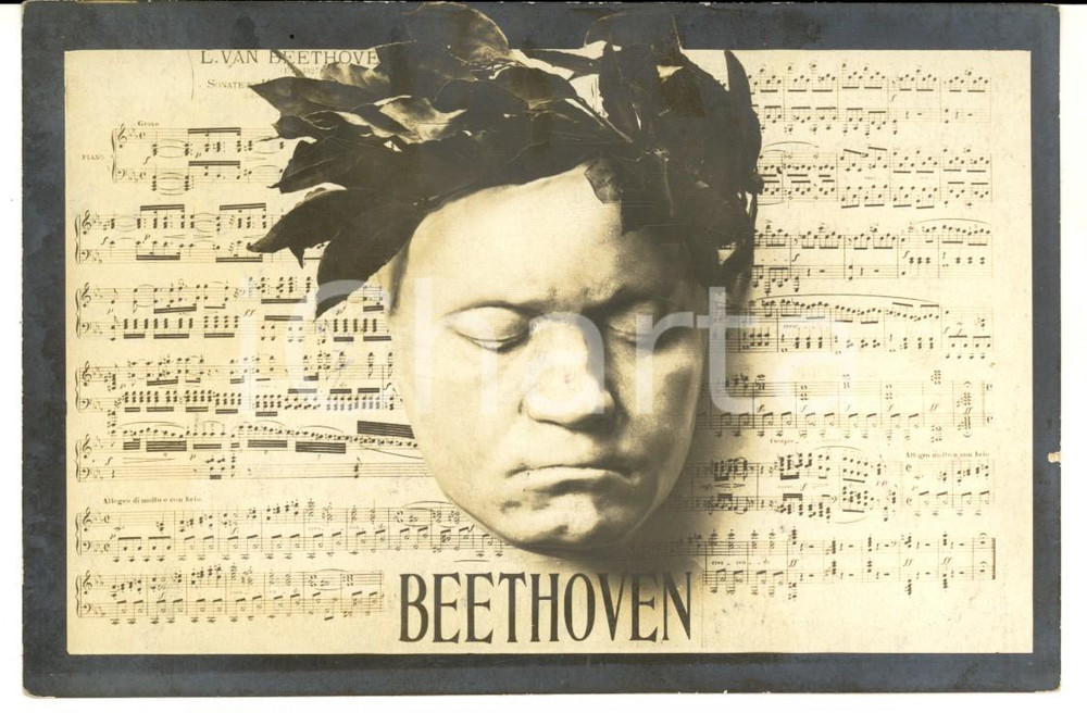Cartolina originale da collezione 1909 Ritratto di Ludwing van BEETHOVEN Cartolina ILLUSTRATA VINTAGE FP 1
