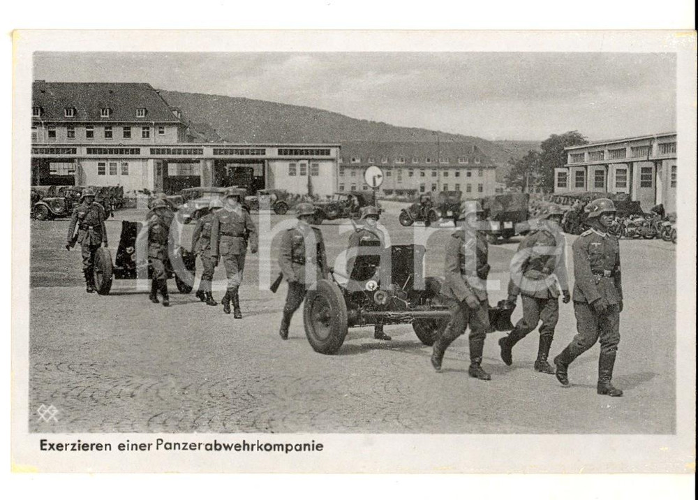 Cartolina originale da collezione 1940 WW2 Die WEHRMACHT  Exerzieren einer Panzer abwehrkompanie Postcard FP NV 1
