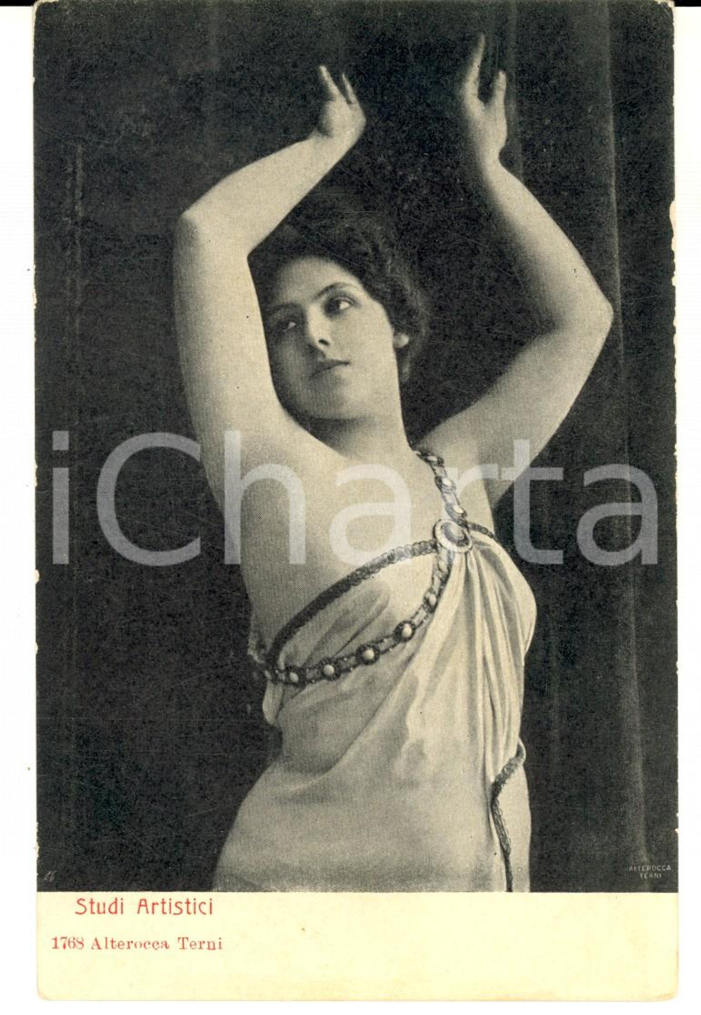 Cartolina originale da collezione 1900 ca EROTICA VINTAGE Donna danza con il peplo Cartolina FP ALTEROCCA 1