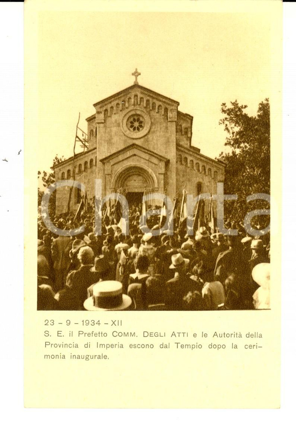 Cartolina originale da collezione 1934 PANTASINA IM Inaugurazione Santuario MADONNA DELLA GUARDIA 2 1