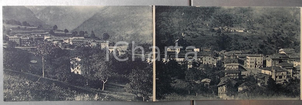 Cartolina originale da collezione 1920 AREA LIGURE ? Panorama di un paese Cartolina doppia ed. DE PAULI 1