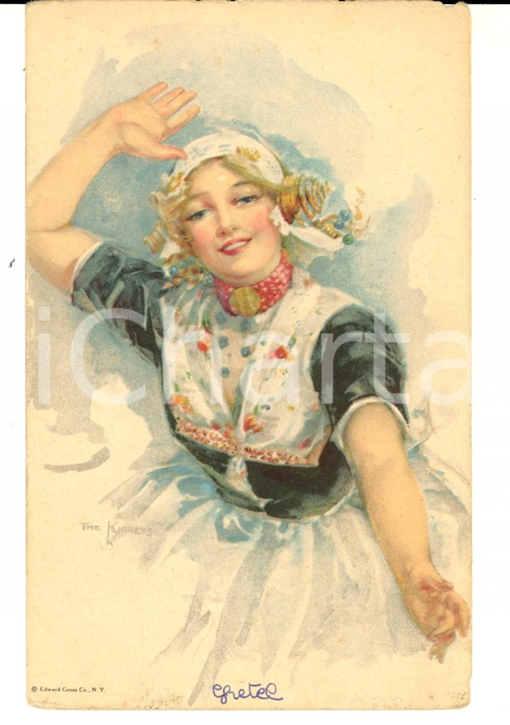 Cartolina originale da collezione 1920 ca COSTUMI Una bella olandese Cartolina postale VINTAGE KINNEY nÂ° 9 1