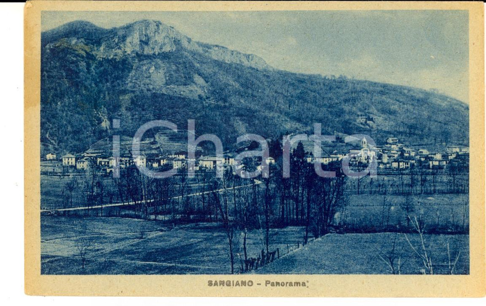 Cartolina originale da collezione 1949 SANGIANO VA Panorama del paese Cartolina postale FP VG 1