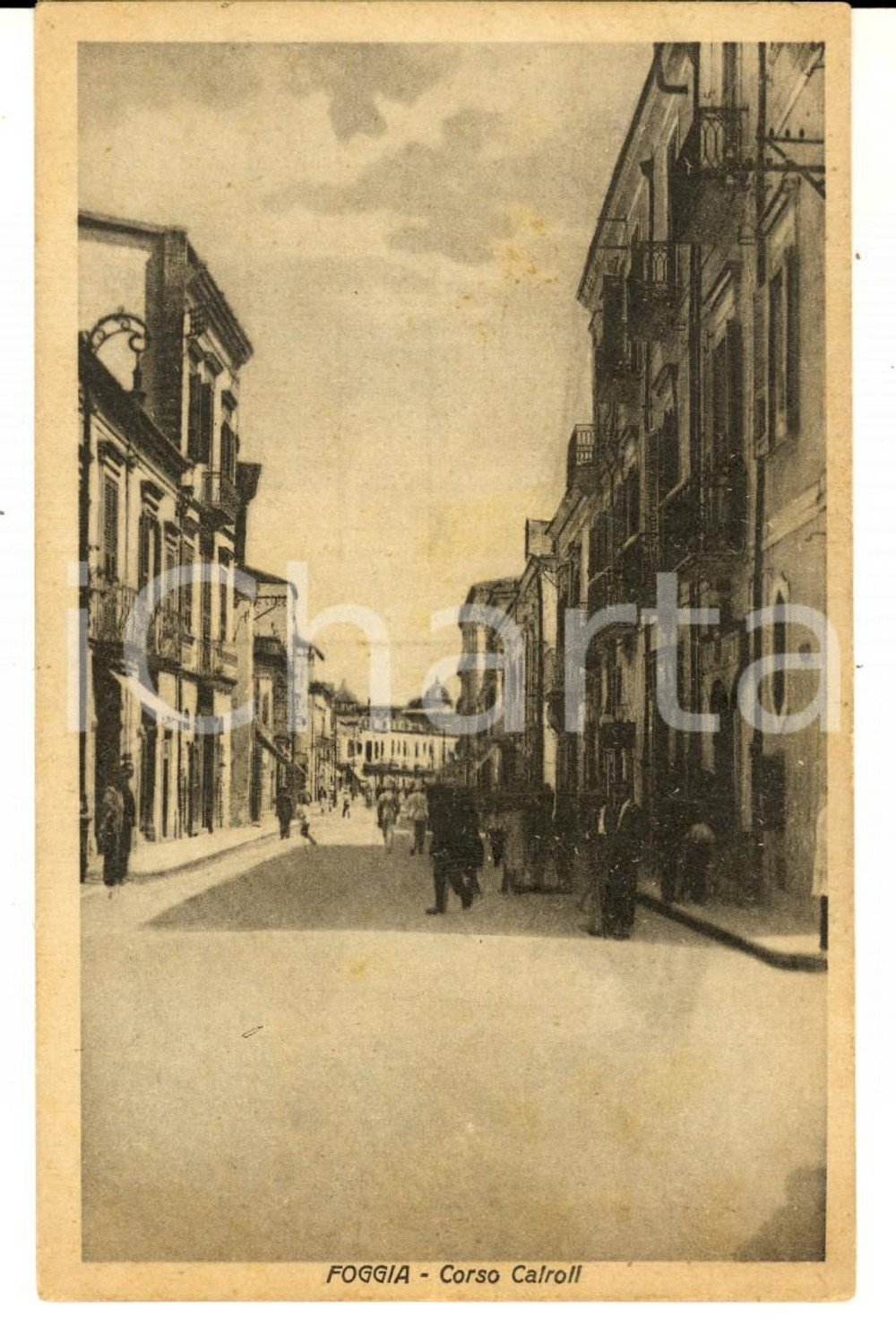 Cartolina originale da collezione 1950 ca FOGGIA Veduta di corso CAIROLI Cartolina postale ANIMATA FP VG 1