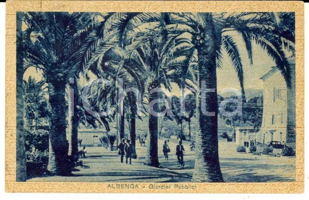 1943 ALBENGA (SV) Veduta dei giardini pubblici *Cartolina postale FP VG