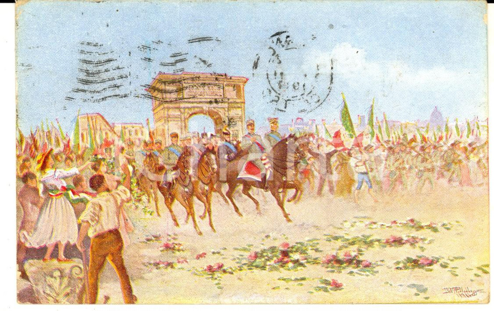 Cartolina originale da collezione 1917 ROMA Ritorno dopo la vittoria Cartolina pro prigionieri guerra in Austria 1