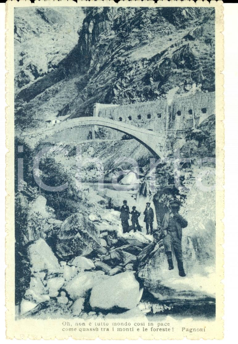 Cartolina originale da collezione 1916 ALPI Veduta  Oh, non é tutto mondo così in pace Cartolina ANIMATA FP VG 1