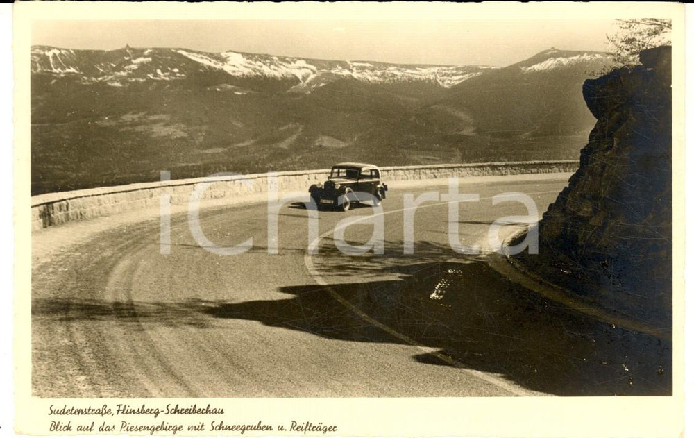 Cartolina originale da collezione 1940 ca POLAND Sudetenstrasse FLINSBERG  SCHREIBERHAU VINTAGE postcard 1