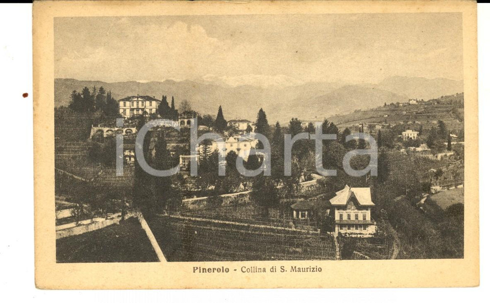 Cartolina originale da collezione 1916 PINEROLO TO Veduta della collina di SAN MAURIZIO Cartolina postale FP NV 1