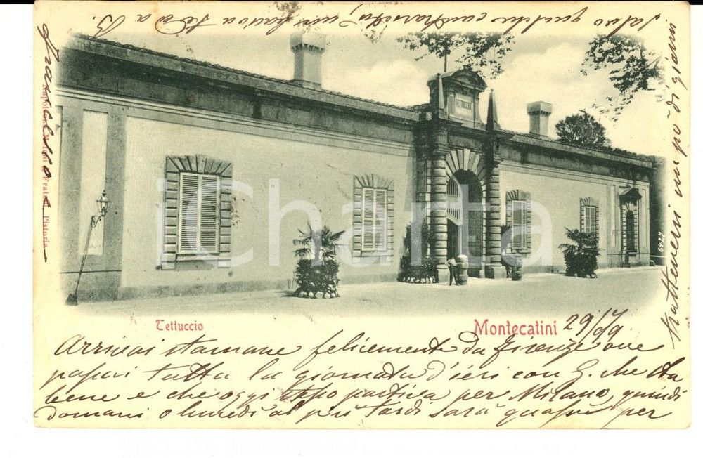 Cartolina originale da collezione 1899 MONTECATINI TERME PT Esterno stabilimento TETTUCCIO Cartolina FP VG 1