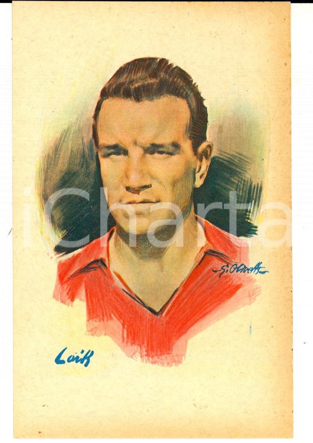 Cartolina originale da collezione 1948 GRANDE TORINO Ritratto di Ezio LOIK Cartolina ill. G. OLIVETTI NV 1