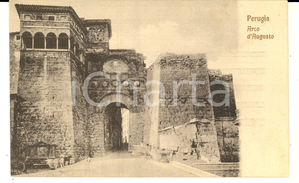 Cartolina originale da collezione 1920 ca PERUGIA Arco d AUGUSTO Cartolina postale VINTAGE FP NV 1