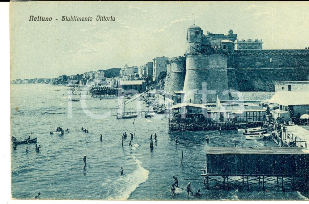 Cartolina originale da collezione 1926 NETTUNO RM Stabilimento VITTORIA  Cartolina ANIMATA VINTAGE FP VG 1