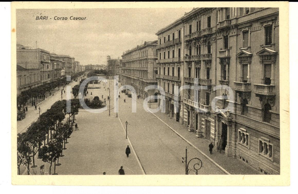Cartolina originale da collezione 1928 BARI Veduta di corso CAVOUR Cartolina VINTAGE ANIMATA FP VG 1