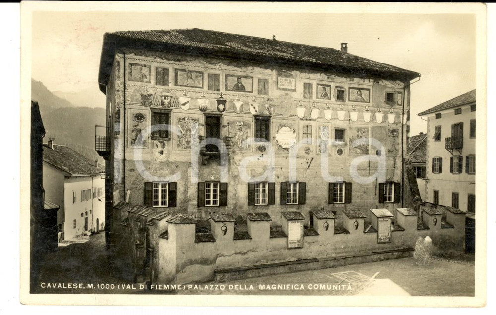 Cartolina originale da collezione 1934 CAVALESE TN Palazzo della Magnifica ComunitÃ  Cartolina postale FP VG 1