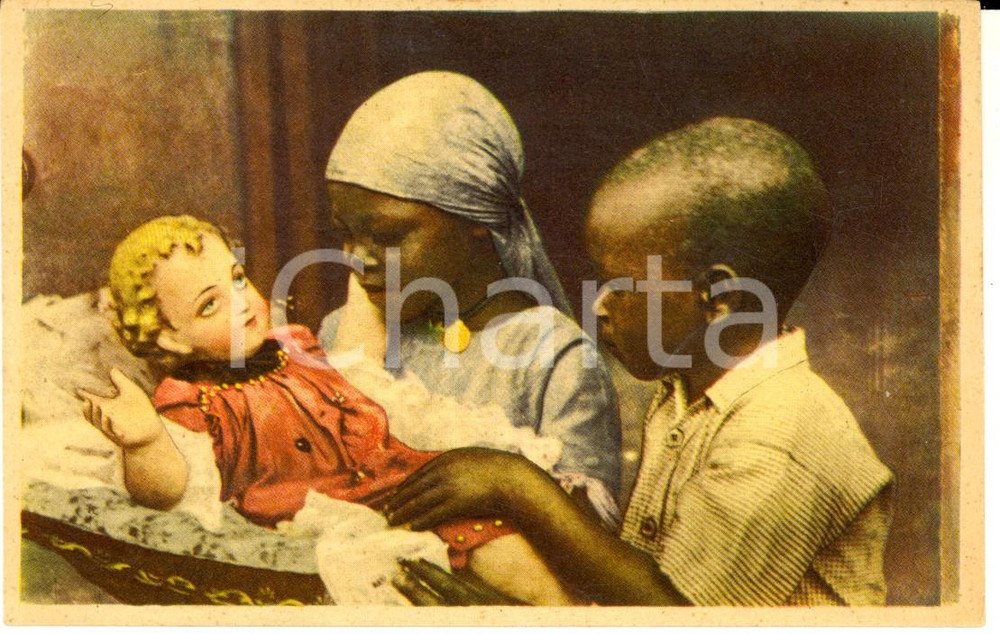Cartolina originale da collezione 1940 ca BOLOGNA MISSIONI S. CUORE Natale di bimbi in Africa Cartolina FP NV 1