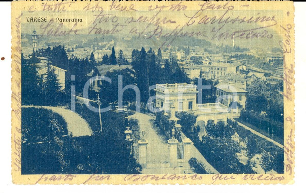 Cartolina originale da collezione 1917 VARESE ? Panorama dall alto Cartolina postale VINTAGE  FP 1