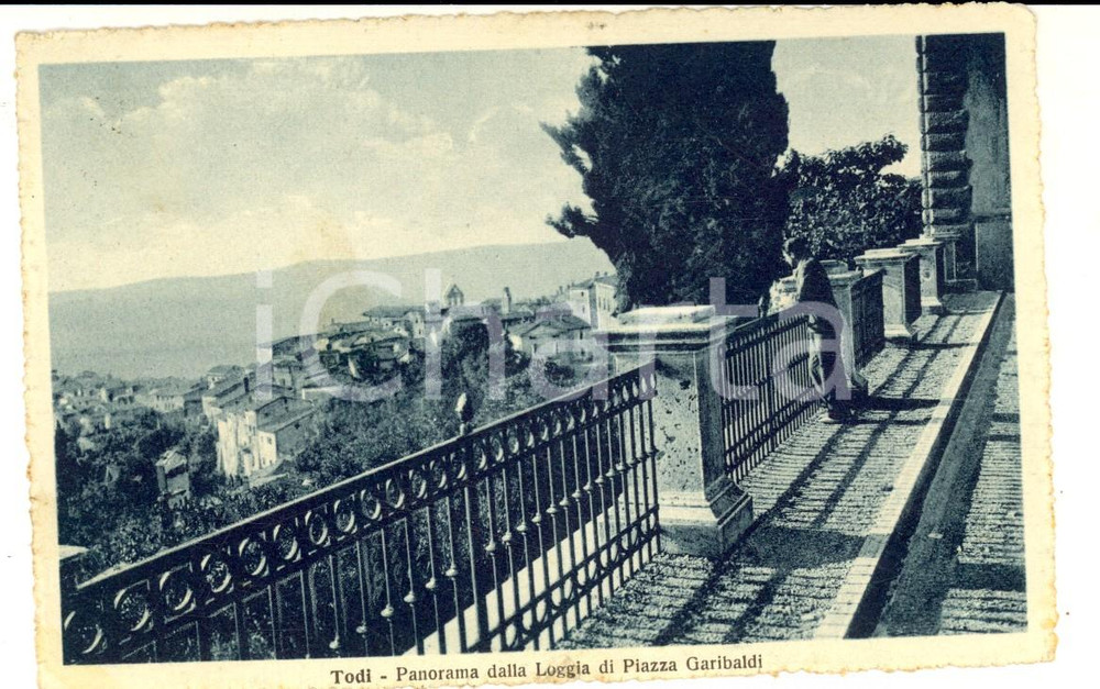 Cartolina originale da collezione 1933 TODI PG Panorama dalla Loggia di piazza GARIBALDI Cartolina ANIMATA FP 1