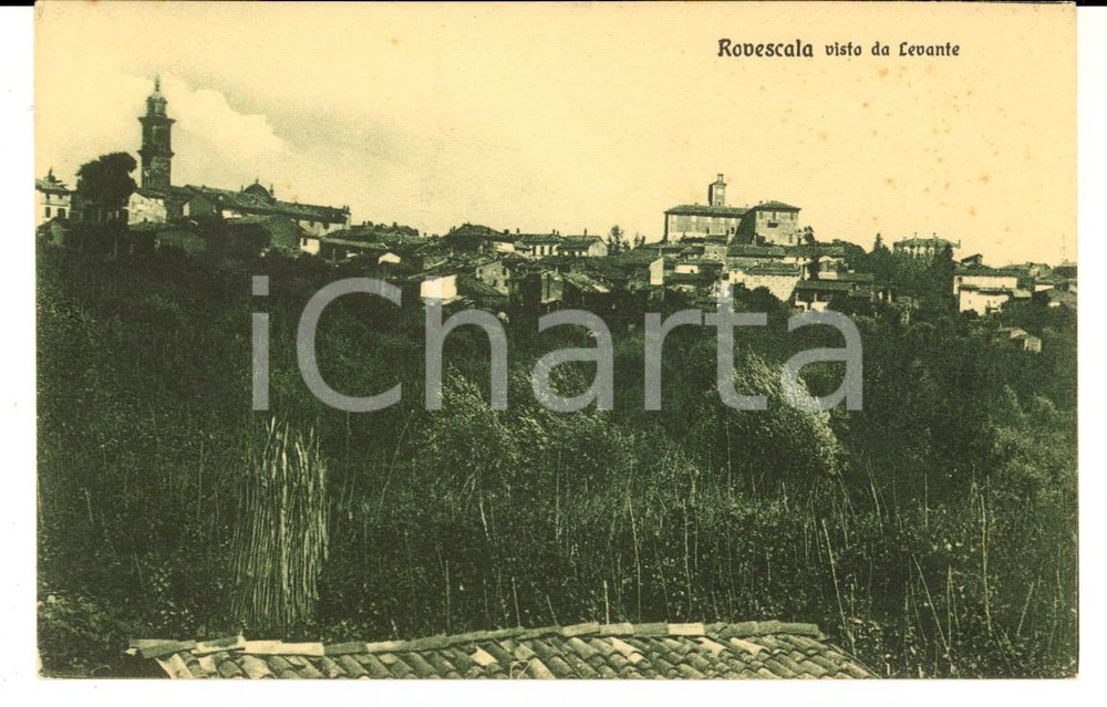 Cartolina originale da collezione 1915 ca ROVESCALA PV Panorama del paese da levante Cartolina FP NV 1