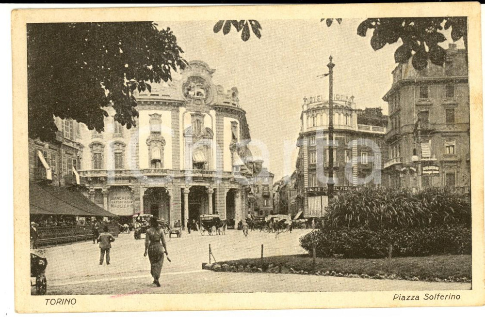Cartolina originale da collezione 1932 TORINO Veduta di piazza SOLFERINO Cartolina VINTAGE ANIMATA FP VG 1