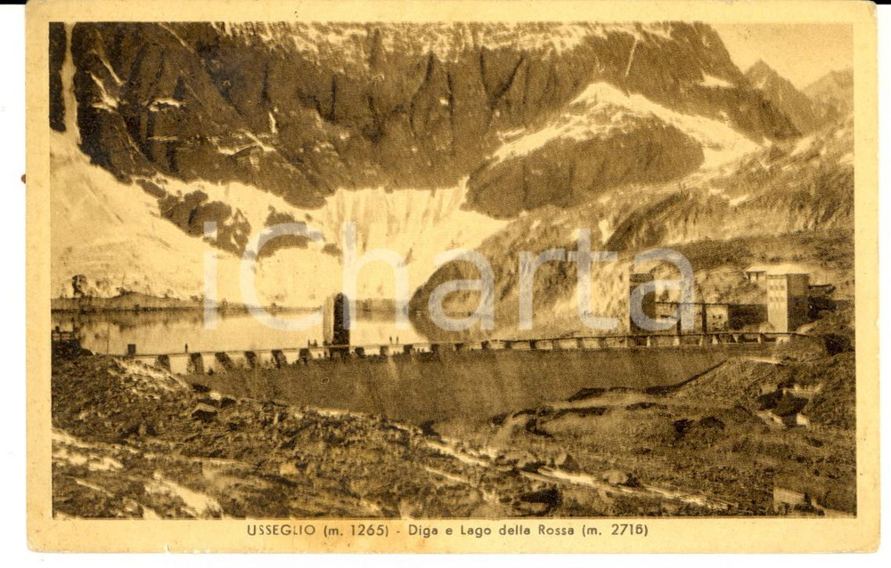 Cartolina originale da collezione 1930 ca USSEGLIO TO Diga e Lago della Rossa Cartolina postale VINTAGE FP VG 1