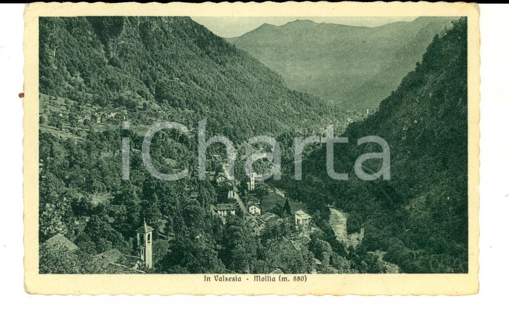 Cartolina originale da collezione 1952 MOLLIA VC Veduta sulla VALSESIA Cartolina postale VINTAGE FP VG 1