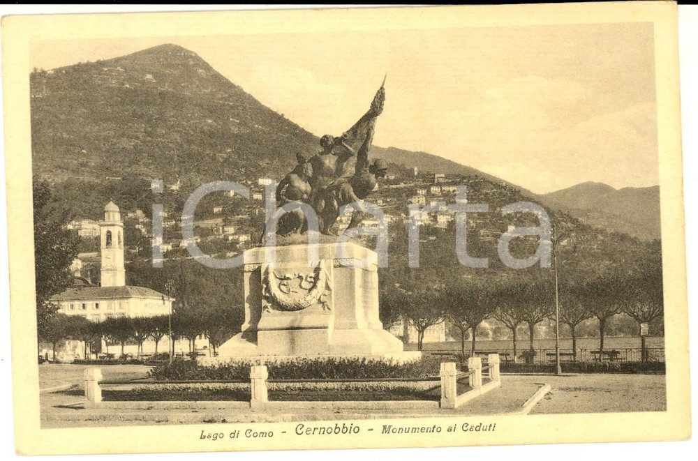 Cartolina originale da collezione 1915 ca CERNOBBIO CO Monumento ai Caduti Cartolina postale FP NV 1
