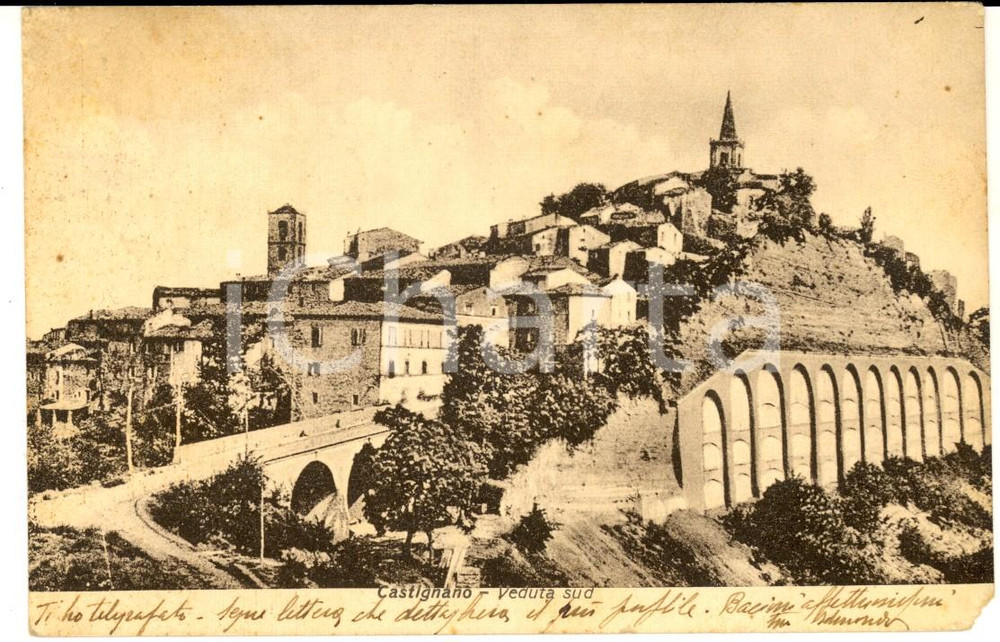 Cartolina originale da collezione 1940 CASTIGNANO AP Veduta dal lato sud Cartolina postale VINTAGE FP VG 1