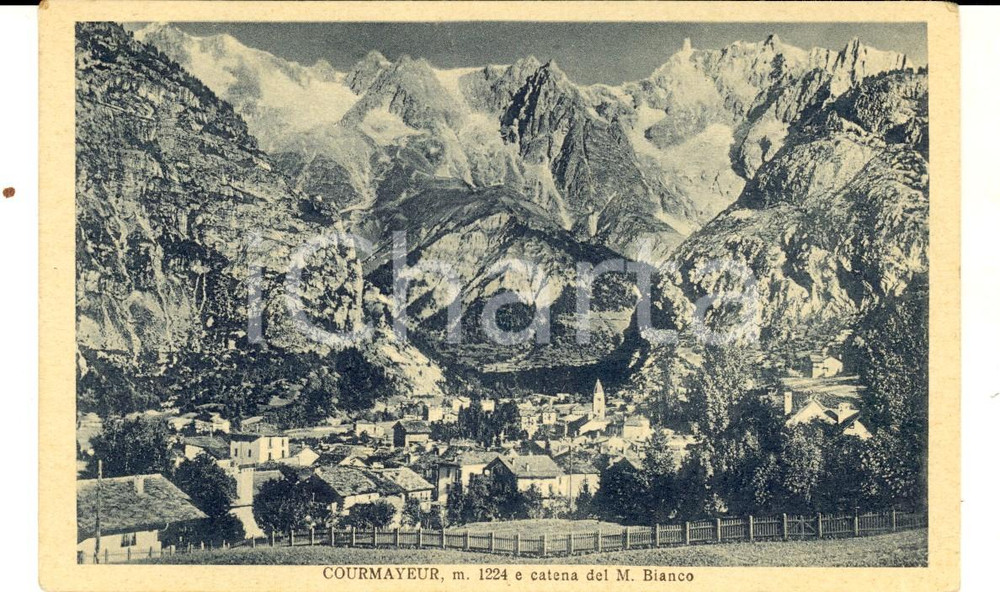 Cartolina originale da collezione 1930 ca COURMAYEUR AO Veduta con la catena del Monte Bianco Cartolina FP NV 1