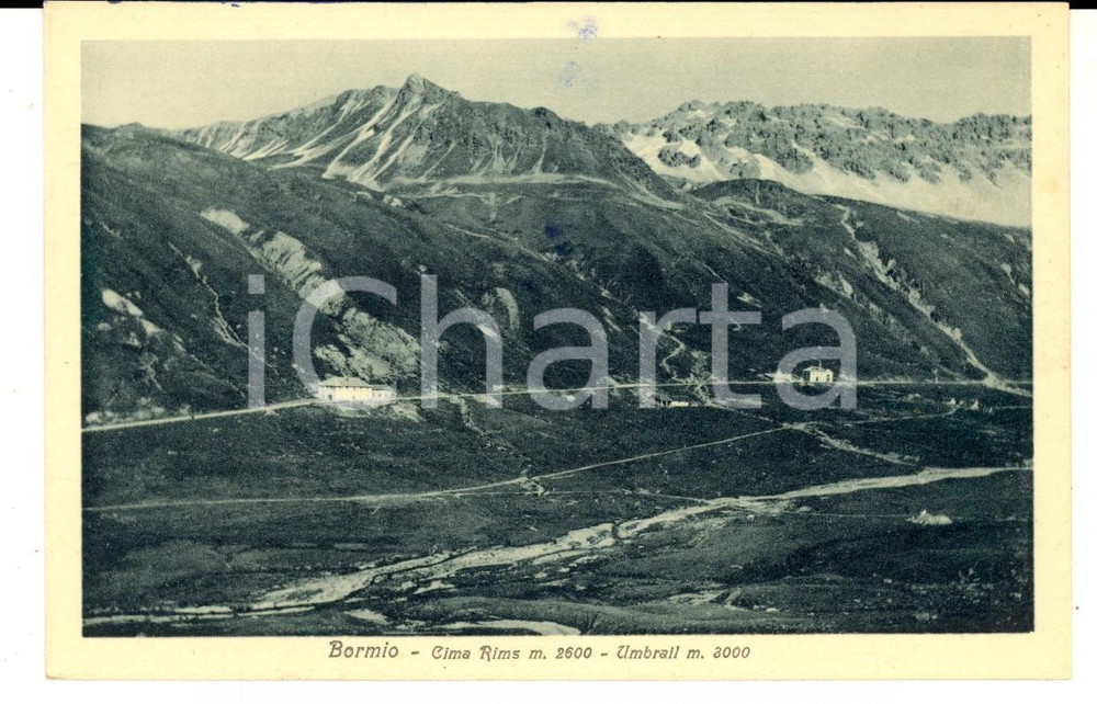Cartolina originale da collezione 1930 ca BORMIO SO Veduta cima RIMS e UMBRAIL Cartolina FP NV 1