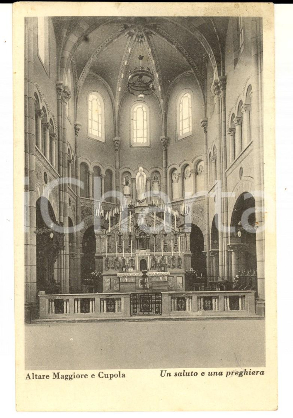 Cartolina originale da collezione 1951 GIAVENO TO Santuario del SELVAGGIO  Altare e cupola Cartolina FP 1