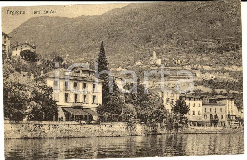 Cartolina originale da collezione 1915 ca ARGEGNO CO Panorama con l Hotel du Lac Cartolina FP NV 1