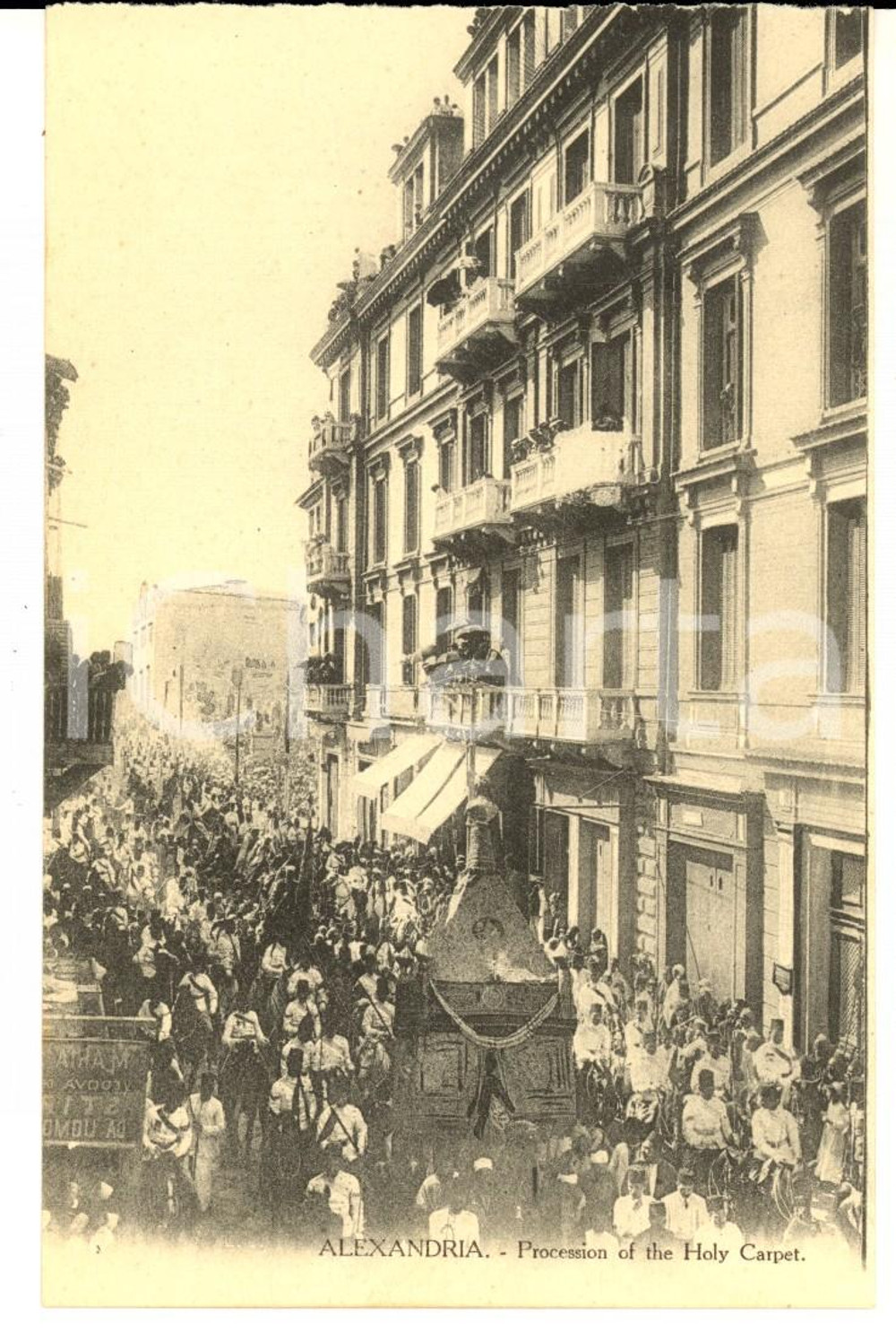 Cartolina originale da collezione 1910 ca ALEXANDRIE EGYPTE La procession du Tapis SacrÃ© Carte postale ANIMEE 1