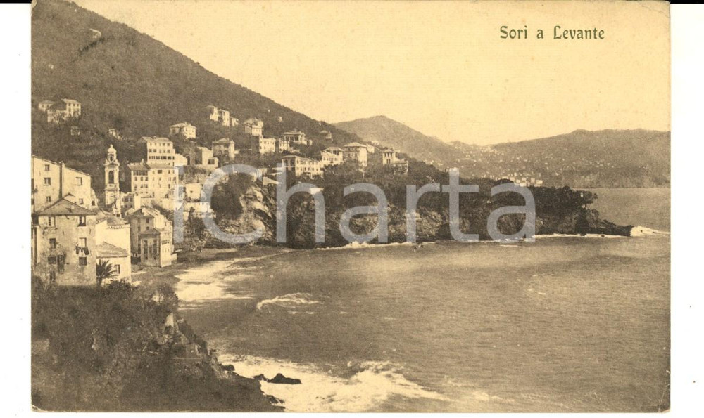 Cartolina originale da collezione 1913 SORI GE Veduta panoramica del paese Cartolina postale FP VG 1