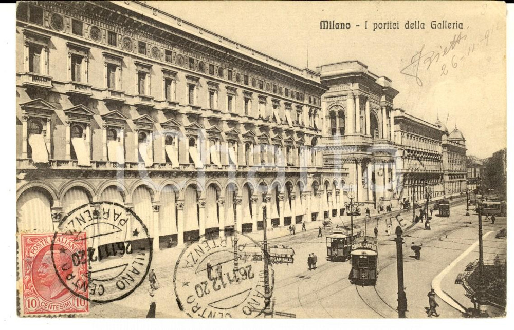 Cartolina originale da collezione 1920 MILANO Portici della Galleria Vittorio Emanuele Cartolina ANIMATA FP VG 1