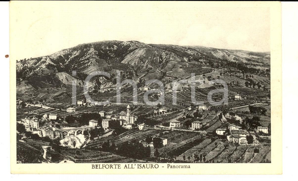 Cartolina originale da collezione 1955 BELFORTE ALL ISAURO PU Panorama del paese Cartolina FP VG 1