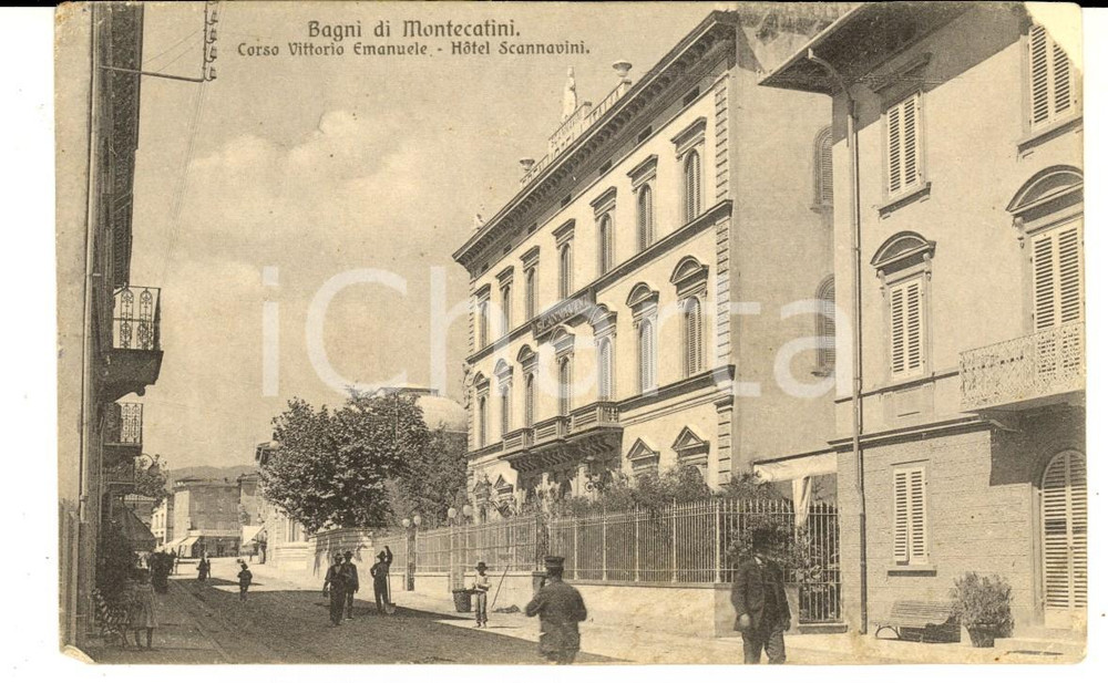 Cartolina originale da collezione 1908 MONTECATINI TERME Corso Vittorio Emanuele  Hotel SCANNAVINI Cartolina 1