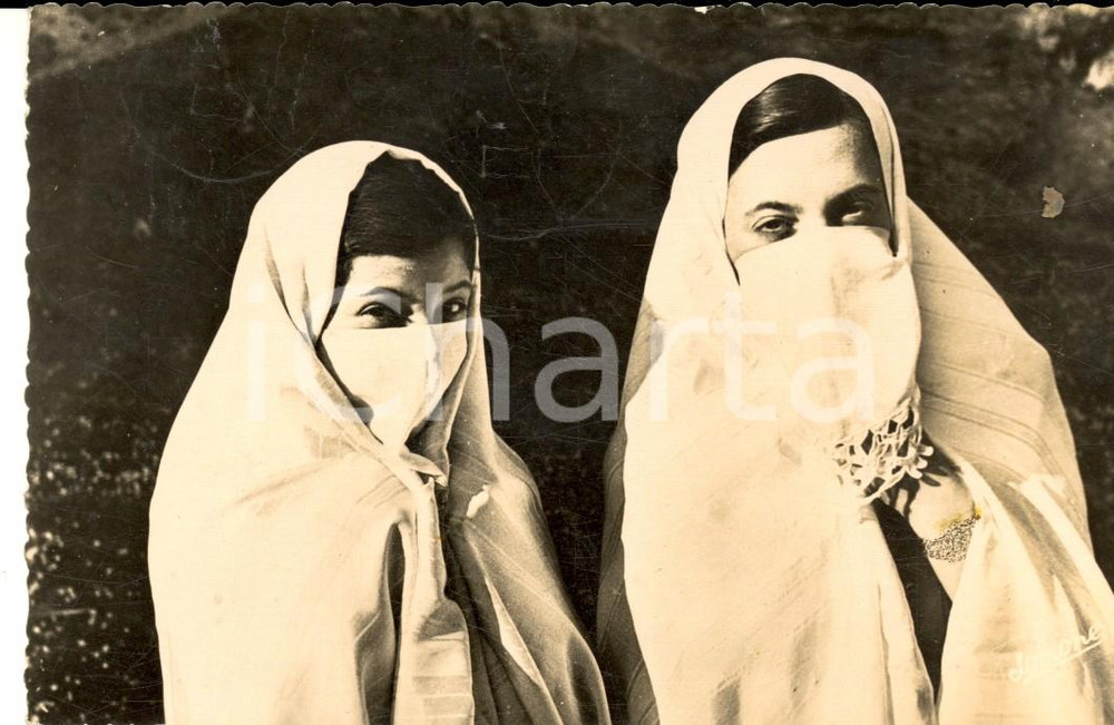 Cartolina originale da collezione 1951 ALGER Les deux Mauresques Carte postale ETHNIQUE VINTAGE FP 1