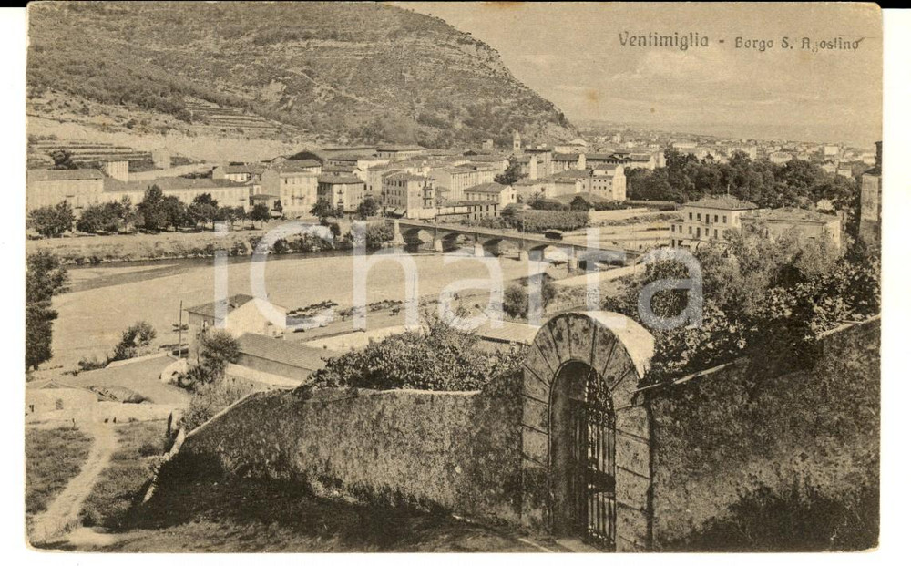 Cartolina originale da collezione 1916 VENTIMIGLIA IM Veduta borgo SANT AGOSTINO Cartolina VINTAGE FP 1