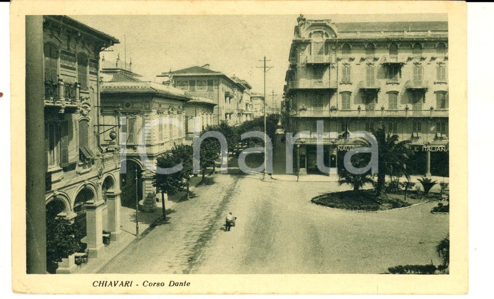 Cartolina originale da collezione 1929 CHIAVARI GE Corso DANTE Cartolina ANIMATA  sede NAVIGAZIONE ITALIANA 1