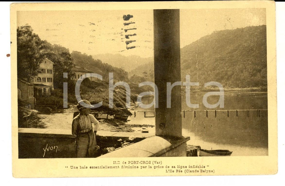 Cartolina originale da collezione 1931 ILE DE PORTCROS VAR, F Vue de la baie Carte postale VINTAGE FP 1