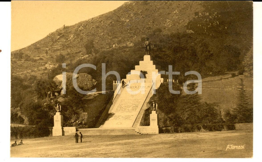 Cartolina originale da collezione 1930 ca CORSE Statue de NapolÃ©on Ã  la grotte Carte postale VINTAGE FP 1