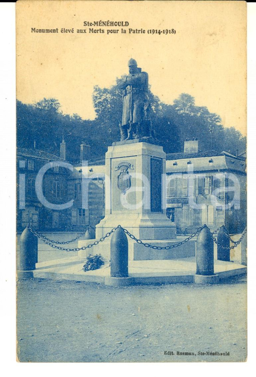 Cartolina originale da collezione 1915 ca SAINTEMENEHOULD Monument aux morts pour la Patrie Carte postale 1