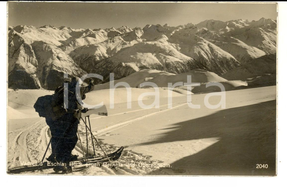 Cartolina originale da collezione 1937 VADRET D ESCHIA SVIZZERA Veduta dal BERNINA CartolinaANIMATA  FP VG 1