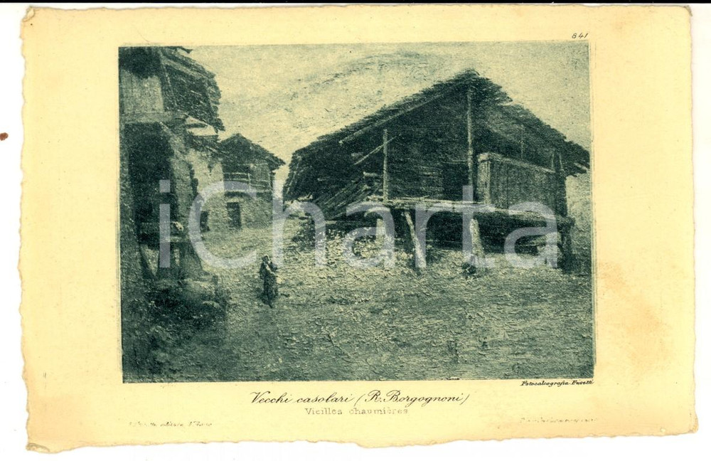 Cartolina originale da collezione 1930 ca ARTE Romeo BORGOGNONI Vecchi casolari Cartolina ILLUSTRATA FP NV 1