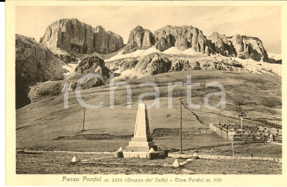 Cartolina originale da collezione 1930 ca PASSO PORDOI BL Obelisco e CIMA PORDOI Cartolina postale FP VG 1