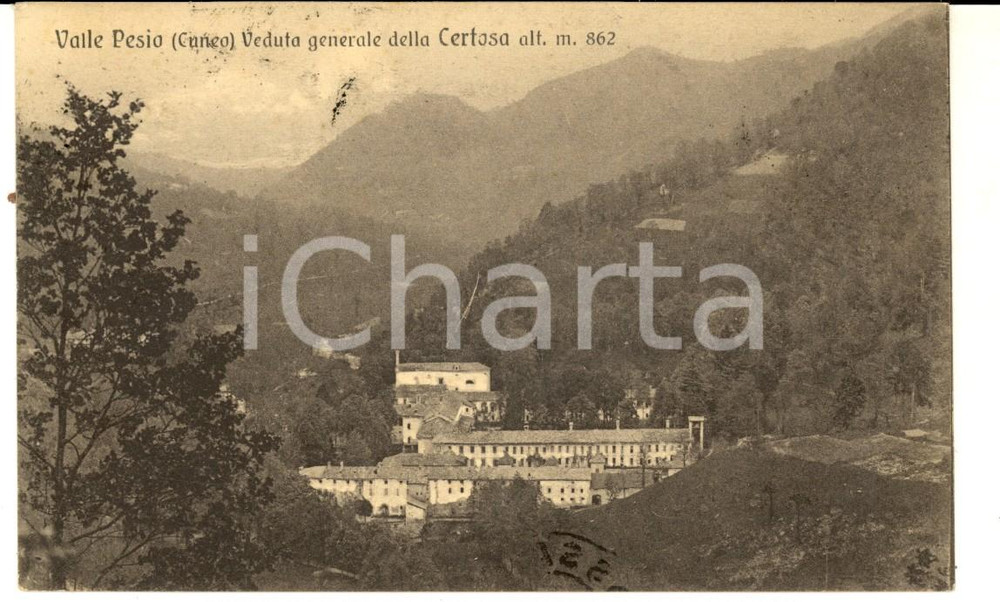Cartolina originale da collezione 1914 CHIUSA DI PESIO CN Veduta generale della Certosa Cartolina FP VG 1