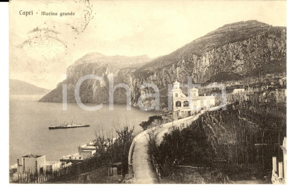 Cartolina originale da collezione 1928 CAPRI NA Veduta della MARINA GRANDE Cartolina ANIMATA barca FP VG 1