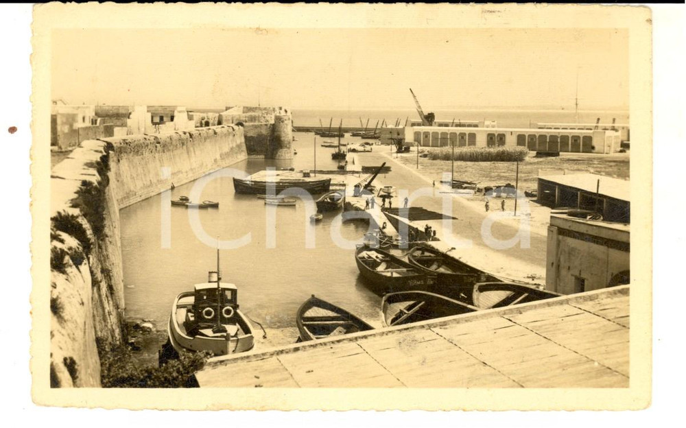 Cartolina originale da collezione 1960 ca EL JADIDA /MAZAGAN MAROCCO Vecchio porto Cartolina ANIMATA barche 1